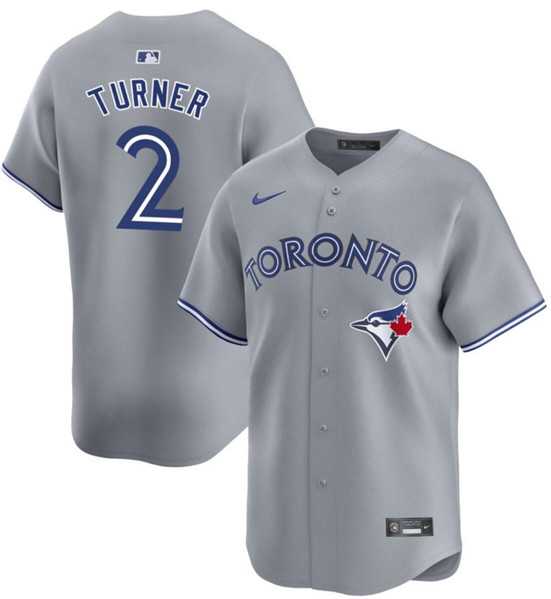 Mens Toronto Blue Jays #2 Justin Turner Gray Cool Base Stitched Jersey Dzhi